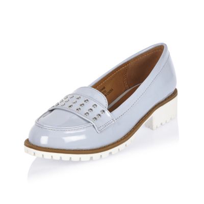Girls blue studded loafers